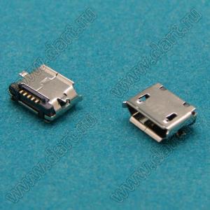 USB-micro 5P 90deg SMD-PG розетка микро USB2.0 для поверхностного (SMD) монтажа, 5 конт., с направляющими в плату