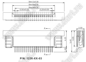 1226-45-03 розетка SMD для плоского шлейфа (FPC); шаг 0,5мм; 45-конт.; контакты сверху