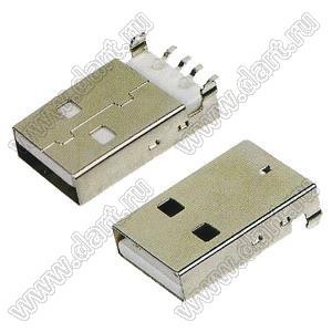 HW-UAM-06 (USB-ASM, DS1098-B) вилка USB2.0 на плату для поверхностного (SMD) монтажа горизонтальная тип A