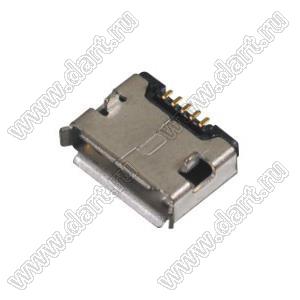 HW-MC-5F-03 розетка микро USB2.0 для поверхностного (SMD) монтажа, 5 конт.