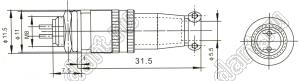 XS8-4PW/YC разъем промышленный металлический (комплект: вилка на прибор+розетка на кабель); d отв.=8мм; DC30V 0.2A; 4-конт.; никелирование