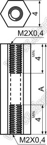 HPS2-18 cтойка шестигранная с внутренними резьбами М3х0,5; A=18,0мм; нейлон-66 (UL); натуральный