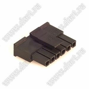 3000HF-06P-1 (Micro-Fit 3.0™ MOLEX 043645-0600) колодка на кабель (розетка) однорядная, шаг 3,0 мм; 6 конт.; шаг 3,0мм; 6-конт.