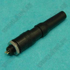XS7-4PW/YC-B разъем промышленный металлический (комплект: вилка на прибор+розетка на кабель); d отв.=7мм; DC30V 0.2A; 4-конт.; чернение