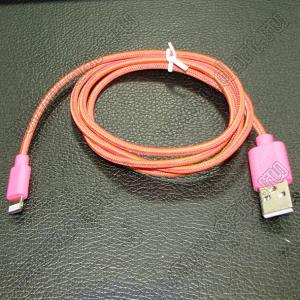 USB/AM-IPHONE5/6/7/8-1R кабель переходник USB - IPHONE-5 красный; L=1м