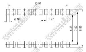DSHP12-TSGER (HDS-12) переключатель для поверхностного (SMD) монтажа; шаг=1,27мм; 12-позиц.