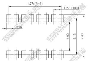 DHN-02-T-V-T/R-1.27 переключатель для поверхностного (SMD) монтажа; шаг 1,27мм; 2-позиц.