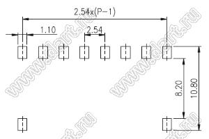 TIMR-08 переключатель типа DIP; 8-позиц.; шаг 2,54мм