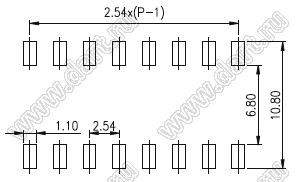 EPM-10-T-V-T/R переключатель типа DIP; 10-позиц.; шаг 2,54мм
