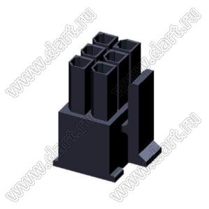 3000HF-2x03P-1 (Micro-Fit 3.0™ MOLEX 043025-0600, MF30-HFD1-06, 5560-06) колодка на кабель (розетка) двухрядная; шаг 3,0мм; 2x3-конт.