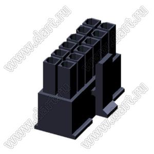 3000HF-2x06P-1 (Micro-Fit 3.0™ MOLEX 043025-1200, MF30-HFD1-12, 5560-12) колодка на кабель (розетка) двухрядная; шаг 3,0мм; 2x6-конт.