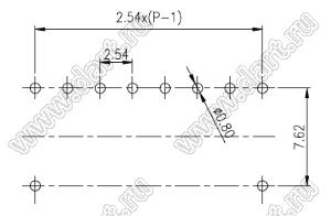 TDS-08 переключатель типа DIP с общими выводами (+) и (-) и средним положением; 8-позиц.; шаг=2,54мм