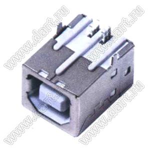 US01-008 розетка USB2.0 на плату для выводного монтажа угловая тип B