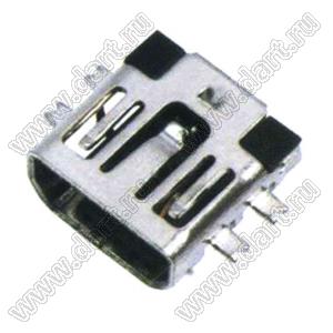 US01-310 розетка мини USB2.0 для поверхностного (SMD) монтажа, тип AB, 5 конт.