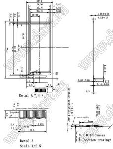 BLGDE021A1 e-paper дисплей; 172x72пикс.; актив. обл. 48,16x20,16мм
