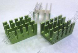 Km1-003E (13x11x19mm) радиатор для микросхемы; 13x11x19мм; алюмииний анодированный; зеленый