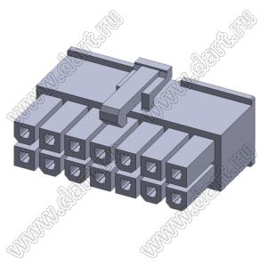4200HF-2X07P-1 (5557-14, MF-2x07F, MF-14F, MF-2x7 F, Mini-Fit Jr.™ MOLEX 39012140) корпус двухрядной розетки на кабель; шаг 4,2мм; 2x7-конт.