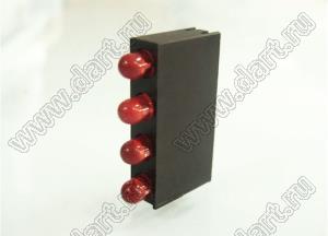 LED-340 держатель четырех 3-мм светодиодов в плату угловой; C=3,3мм; нейлон-66 (UL); черный