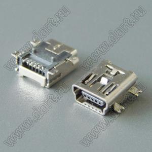 U148-0155-H6161 (US01-312) розетка мини USB2.0 для выводного монтажа, 5 конт. (выводы приподняты на 1,8 мм относительно плоскости основания)