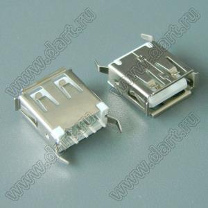 US01-195ST (U223-3521-G22017) розетка USB2.0 на плату для выводного монтажа прямая вертикальные тип A