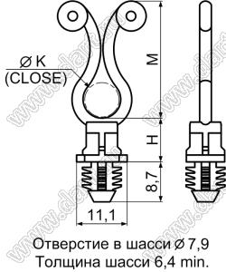 WTL-10127 зажим кабеля на защелке; H=12,7мм; K=10,2-12,7мм; нейлон-66 (UL); натуральный