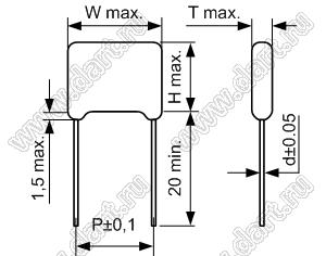 CAPFILM 2,2uF/400VDC (24,0x24,0x15,0mm) P=50,0mm (CBB22) конденсатор пленочный полипропиленовый; C=2,2мкФ; 400VDC
