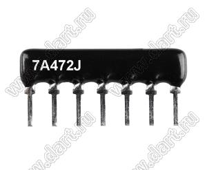 SIP 7P6R-A4K7J 5% (7A472J) сборка резисторная тип A; 6 резисторов; R=4,7 кОм; 5%