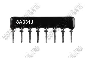 SIP 8P7R-A330RJ 5% (8A331J) сборка резисторная тип A; 7 резисторов; R=330 (Ом); 5%