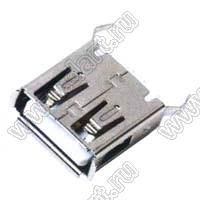 US01-698BR розетка USB2.0 на плату для выводного монтажа прямая вертикальные тип A