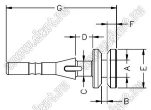 BUB-25.5I крепежный пистон-амортизатор для вентилятора; dA=4,0мм; B=1,3мм; D=4,0мм; G=25,5мм; силиконовая резина; черный