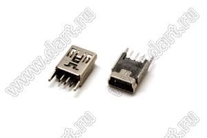 US01-376 розетка мини USB2.0 для выводного монтажа, 5 конт., вертикальный, 180 гр.