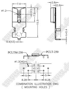 PCLTM-250 соединитель угловой печатных плат; латунь луженая; 0,4мм