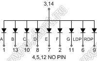 BJ3101FE индикатор светодиодный; 0.3"; 1-разр.; 7-сегм.; оранжевый; общий анод