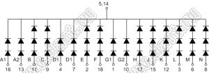 BJ20102AW индикатор светодиодный; 2.3"; 1-разр.; 16-сегм.; белый; общий катод