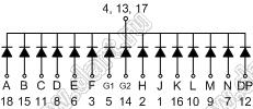 BJ3193AE индикатор светодиодный; 0.39"; 1-разр.; 14-сегм.; оранжевый; общий катод