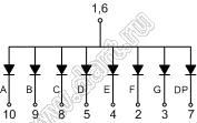BJ3104BE индикатор светодиодный; 0.31"; 1-разр.; 7-сегм.; оранжевый; общий анод