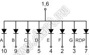 BJ3101BE индикатор светодиодный; 0.3"; 1-разр.; 7-сегм.; оранжевый; общий анод