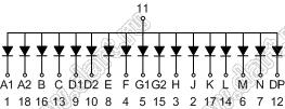 BJ8103BW индикатор светодиодный; 0.8"; 1-разр.; 16-сегм.; белый; общий анод