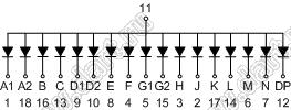 BJ5105BE индикатор светодиодный; 0.5"; 1-разр.; 16-сегм.; оранжевый; общий анод