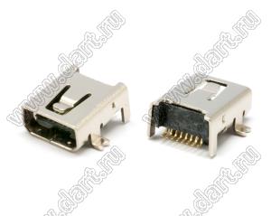 US10-061 розетка мини USB2.0 для поверхностного (SMD) монтажа, 8 конт.