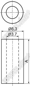 3.5-26 стойка трубчатая гладкая; D=6,3мм; d=3,5мм; нейлон-66 (UL); натуральный; A=26,0мм