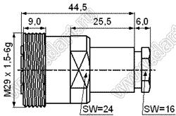 JC3.660.286 (7/16-K7D) разъем ВЧ для гибкого кабеля
