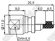 JC3.650.131 (FME-C-J1.5-1) разъем ВЧ для гибкого кабеля