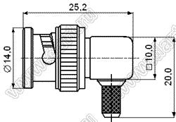 JC3.650.006 (BNC-C-JW5) разъем ВЧ 50 Ом для гибкого кабеля угловой
