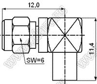 JC3.650.732 (SMC-TKWB2) разъем ВЧ для полужесткого кабеля угловой