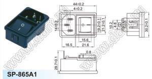 SP-865A1 вилка IEC60320(C14) сетевого питания с выключателем с защелками на панель