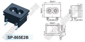 SP-865E2B вилка IEC60320(C8) угловая сетевого питания на панель и для пайки в плату