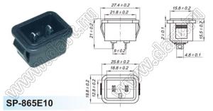 SP-865E10 вилка IEC60320(C12) сетевого питания с защелками на панель