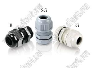 MGB12-07-ST-SG кабельный ввод (B-тип / Укороченная резьба); M12x1,5; Dкаб.=6,8-4мм; нейлон-66; серебристо-серый