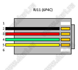 7001-6P4C (TP-6P4C)-PLUG вилка RJ-45 на кабель, 6 позиций, 4 контакта